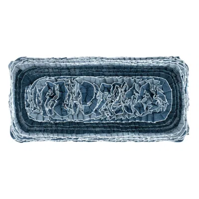 Annie Selke Denim Ruffle Blue Decorative Pillow Cover - 15" Lumbar
