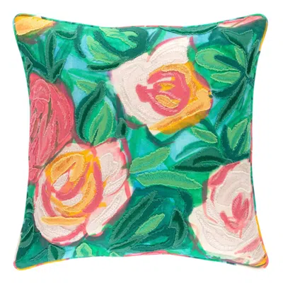 Annie Selke Dew Pond Multi Embroidered Decorative Pillow Cover - 20" Square
