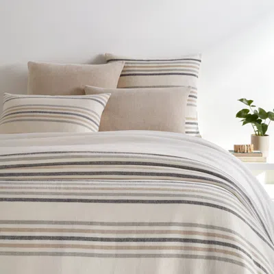 Annie Selke Ellison Stripe Linen Chenille Ivory Duvet Cover - King In White