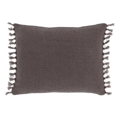 Annie Selke Evelyn Linen Iron Decorative Pillow Cover - 16" Lumbar In Gray