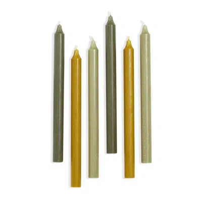 Annie Selke Evergreen Palette Taper Candles In Multi