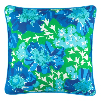 Annie Selke Fab Floral Blue Indoor/outdoor Decorative Pillow Cover - 20" Square