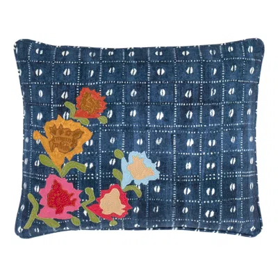 Annie Selke Floral Resist Embroidered Multi Decorative Pillow Cover - 16" Lumbar