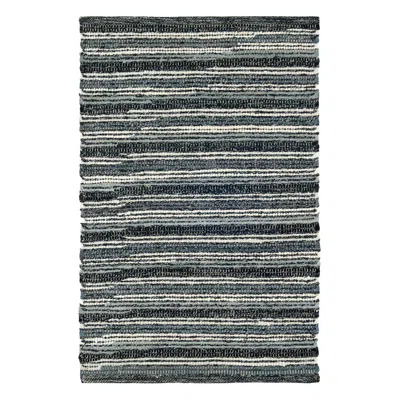 Annie Selke Francisco Black Handwoven Cotton Rug - Runner-2.5x8