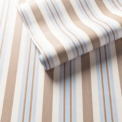 Annie Selke Georgina Stripe Pale Blue Wallpaper - Roll