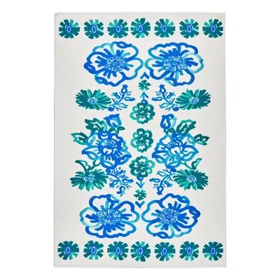Annie Selke Graphic Gerbera Teal Machine Washable Rug - Runner-2.5x8 In Multi