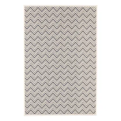 Annie Selke Happy Chevron Navy Woven Indoor/outdoor Custom Rug In Blue