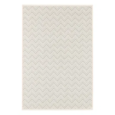 Annie Selke Happy Chevron Platinum Woven Indoor/outdoor Custom Rug In Neutral