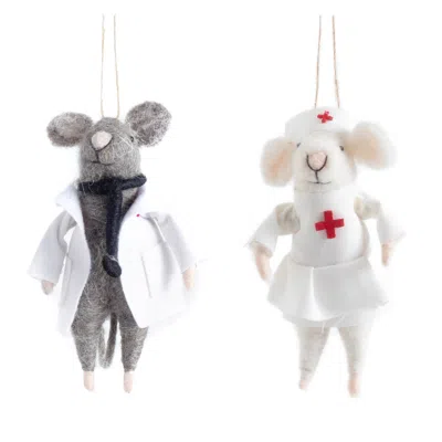 Annie Selke Healthcare Felt Mice Ornament/set Of 2