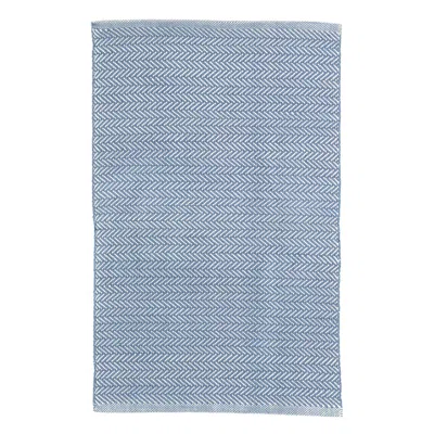 Annie Selke Herringbone Denim/ivory Handwoven Indoor/outdoor Rug - Runner-2.5x18 In Blue