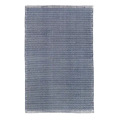 Annie Selke Herringbone Indigo/white Handwoven Indoor/outdoor Rug - 5x8 In Blue