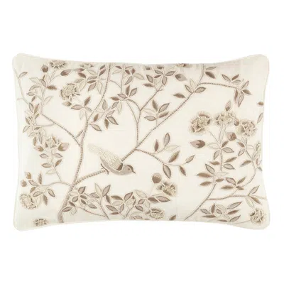 Annie Selke Jane Embroidered Plaster Decorative Pillow Cover - 16" X 24" In Gray