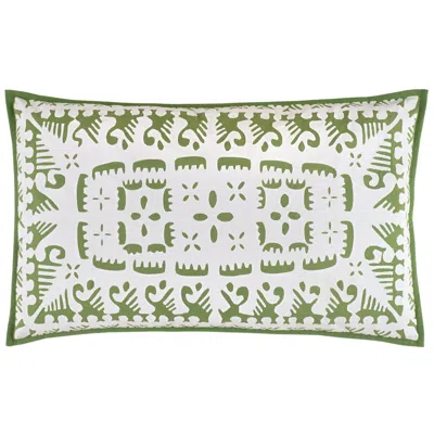 Annie Selke Knight Wood Cutwork Olive Sham - King In Green