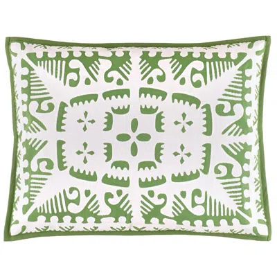 Annie Selke Knight Wood Cutwork Olive Sham - Standard In Green