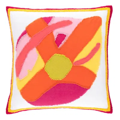 Annie Selke Lily Pad Pink Applique Decorative Pillow Cover - 20" Square In Multi