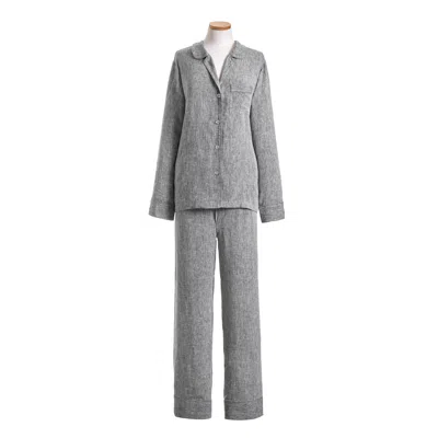 Annie Selke Lush Linen Black Pajama - Large