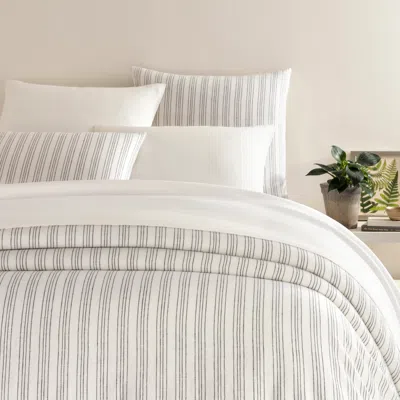 Annie Selke Lush Linen Stripe Charcoal Duvet Cover - King In Gray