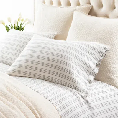 Annie Selke Lush Linen Stripe Charcoal Sheet Set - Queen In Gray