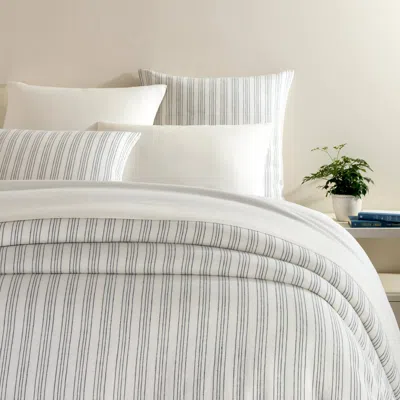 Annie Selke Lush Linen Stripe Slate Blue Duvet Cover - Full/queen
