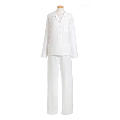 Annie Selke Lush Linen White Pajama - Medium