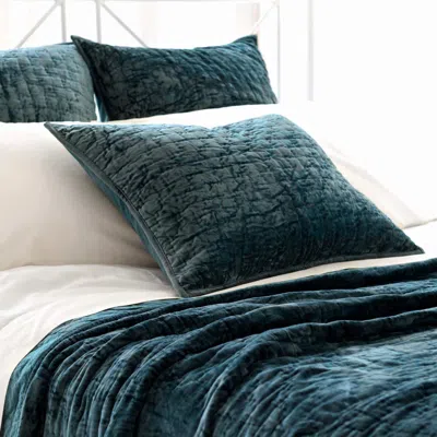 Annie Selke Matte Velvet Juniper Quilted Sham In Green