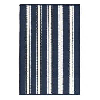 Annie Selke Maysville Stripe Navy Woven Indoor/outdoor Custom Rug In Blue