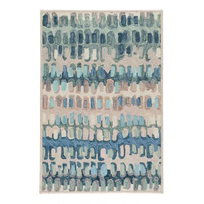 Annie Selke Paint Chip Blue Hand Micro Hooked Wool Custom Rug