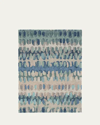 Annie Selke Paint Chip Blue Micro-hooked Rug, 5' X 8'