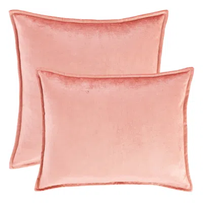 Annie Selke Panne Velvet Coral Decorative Pillow Cover - 16" Lumbar In Orange