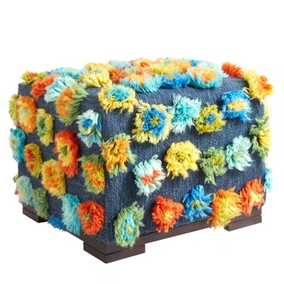 Annie Selke Party On Citrus Rug Bench - Square In Orange