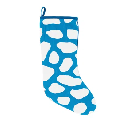 Annie Selke Pebbles Quilted Blue Stocking