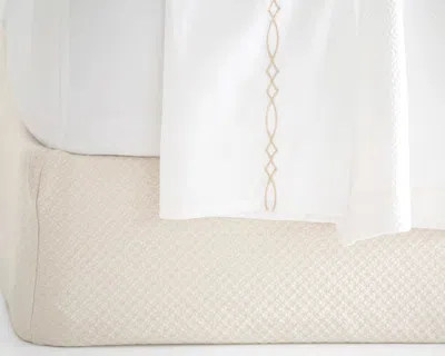 Annie Selke Petite Trellis Ivory Matelasse Box Spring Cover - Queen In White