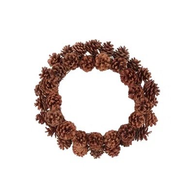 Annie Selke Pinecone Wreath In Burgundy