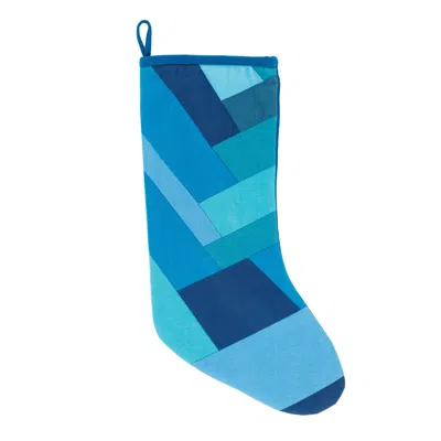 Annie Selke Plait Quilted Blue Stocking