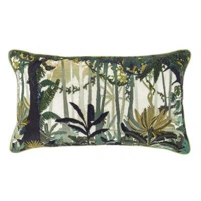 Annie Selke Rainforest Embroidered Decorative Pillow Cover - 14" Lumbar