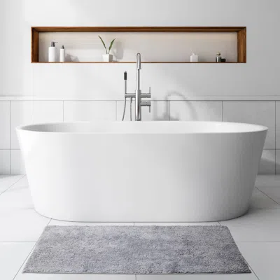 Annie Selke Reversible Solid Grey Bath Rug - Medium In Gray