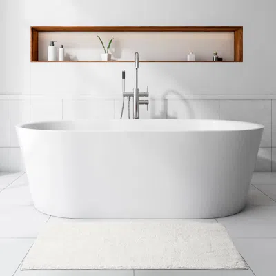 Annie Selke Reversible Solid Ivory Bath Rug - Medium In White