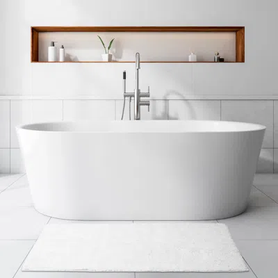 Annie Selke Reversible Solid White Bath Rug - Small