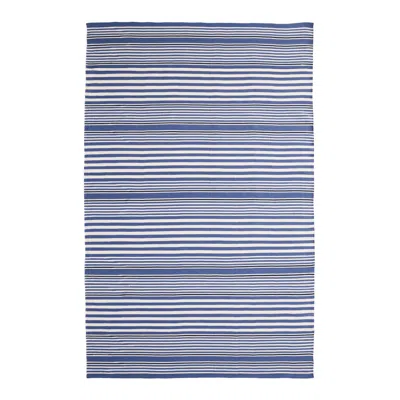 Annie Selke Rugby Stripe Denim Handwoven Indoor/outdoor Rug - Runner-2.5x12 In Blue