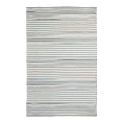 Annie Selke Rugby Stripe Light Blue Handwoven Indoor/outdoor Rug - Runner-2.5x18