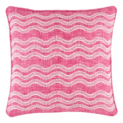 Annie Selke Scout Embroidered Fuchsia Indoor/outdoor Decorative Pillow Cover - 20" Square In Pink