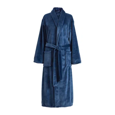 Annie Selke Sheepy Fleece 2.0 Navy Robe In Blue