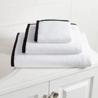 Annie Selke Signature Banded White/black Towel - Bath Towel In Multi