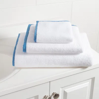 Annie Selke Signature Banded White/french Blue Towel - Bath Towel