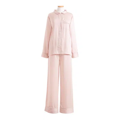 Annie Selke Silken Solid Slipper Pink Pajama - Xlarge