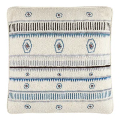Annie Selke Spring Bush Embroidered Blue Decorative Pillow Cover - 20" Square