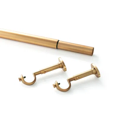 Annie Selke Stockbridge Satin Brass Curtain Rod - 30"-56" In Gold