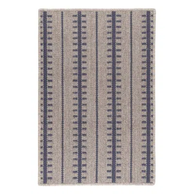 Annie Selke Tailor Stripe Navy Woven Wool Custom Rug In Blue
