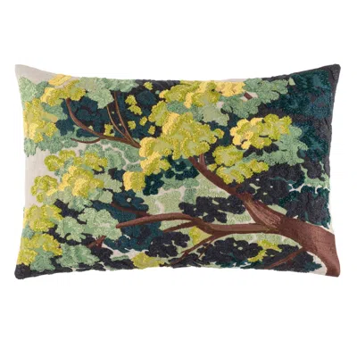 Annie Selke Terra Embroidered Green Decorative Pillow Cover - 16" X 24"