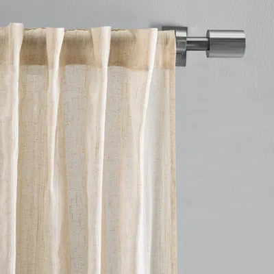 Annie Selke Textured Stripe Natural Curtain Panel Pair - 84" In Brown